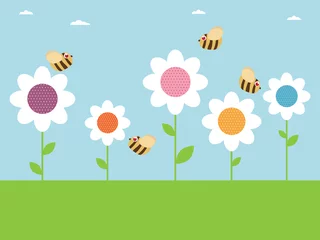 Plexiglas foto achterwand bijen en bloemen © Matthew Andrews