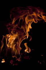 heated coal and flame.