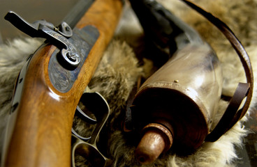 Muzzleloader with powder horn