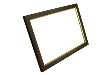 empty photoframe made of dark wood with gilded edges
