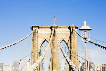 Obraz premium detail of Brooklyn Bridge, Manhattan, New York City, USA