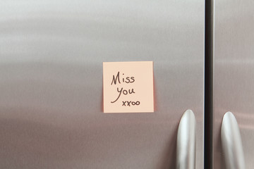 Sticky Note on a Refrigerator