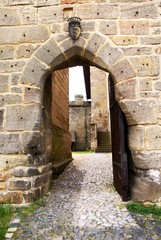 entrance to gothic castle - kost castle - czech republic