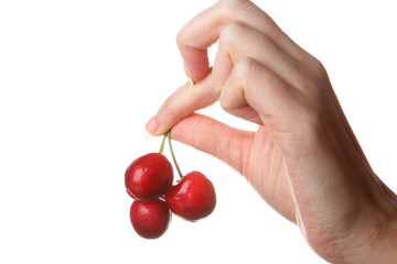 Woman Holding Cherries. Model Released