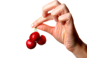 Woman Holding Cherries. Model Released