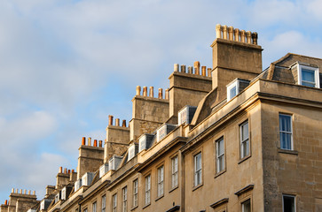 Fototapeta na wymiar Roofs, chimneys and windows of the Georgian city Bath, Britain