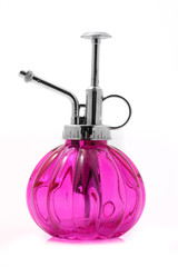one pink sprayer on white background
