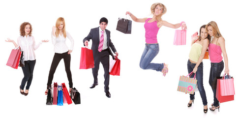 Fototapeta premium small group shopping girls