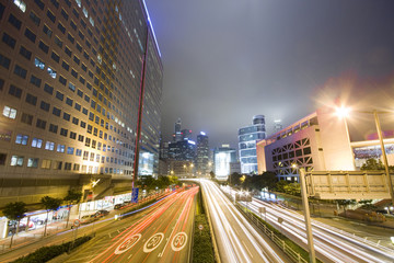 Fototapeta na wymiar busy traffic night in hong kong