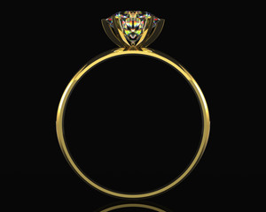 Computer generated golden diamond ring
