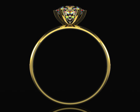 Computer generated golden diamond ring