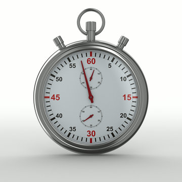 Stopwatch on white background. Isolated 3D image