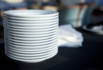 Obraz premium restaurant service / Plates Stacked
