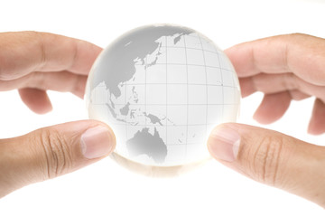 HANDS HOLD THE GLOBE