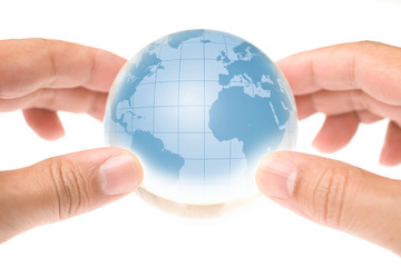 HANDS HOLD THE GLOBE