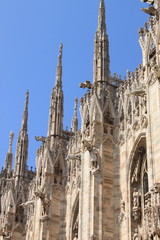 Fototapeta na wymiar Pinnacles of the Milan cathedral