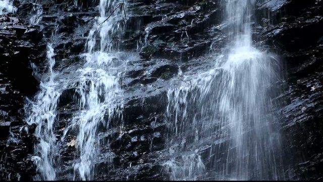 Waterfall Huk Zhenetsky in the Carpathians Mountains