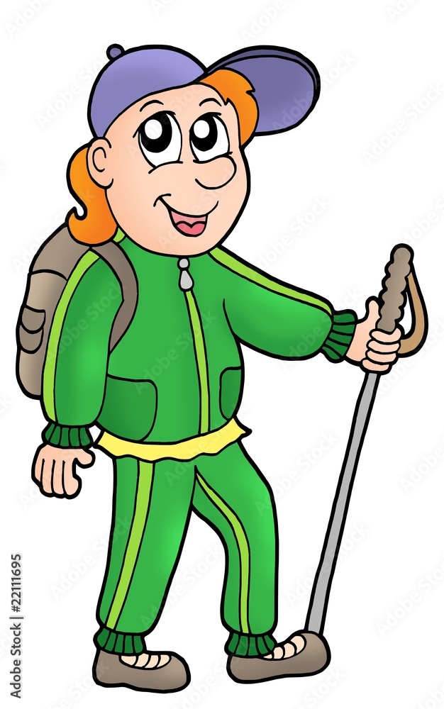 Wall mural cartoon hiker