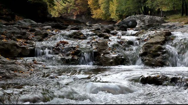 Waterfall Huk in the Carpathians Mountains near Kosiv