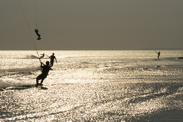 kiting at the sunset