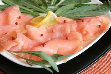 Smoked salmon with rocket