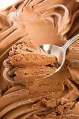Chocolate ice cream and spoon