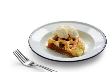 Hot apple pie with ice cream