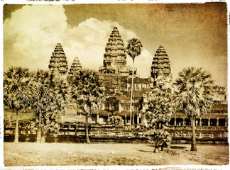 ancient Angkor wat - picture in retro style