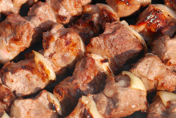 Barbeque background from meat slices