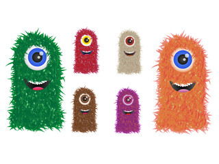 fury vector monster family in different colors