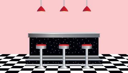 Plaid avec motif Restaurant Retro Diner 1950's