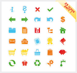 Colorful set of 29 sticker icons - part 1