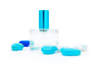 Bottle with perfumes on a white background