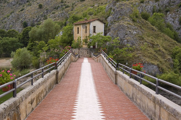 bridge and house on the italian appennine mountains
