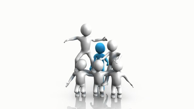 3D animation a human pyramid