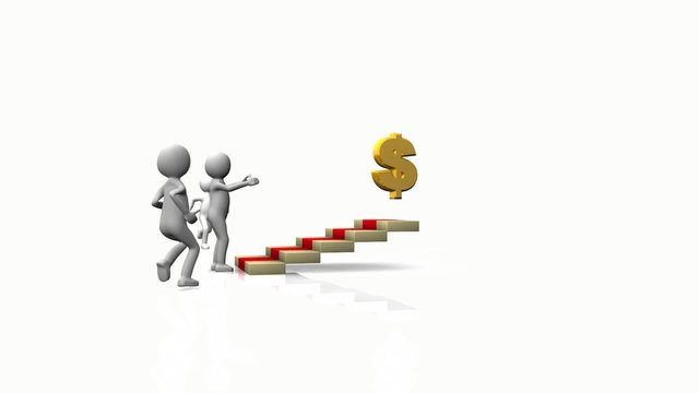 3D business team carrying a dollar sign