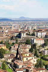 Aerial view of Bergamo, Città Alta, Lombardy, Italy