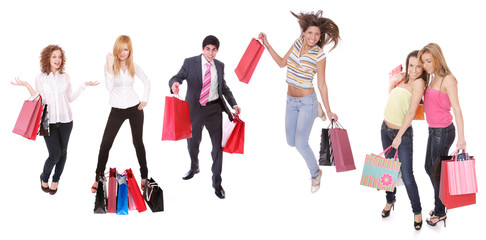 Obraz premium small group shopping girls
