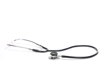 Black Medical Stethoscope With Copy Space on White