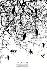 Aluminium Prints Birds on tree tree and bird