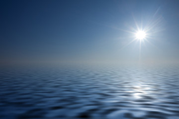 Fototapeta na wymiar sun over ocean. sea landscape