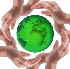 Globe in human hands