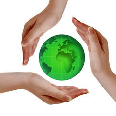 Globe in human hands
