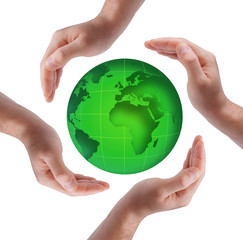 Globe in human hands