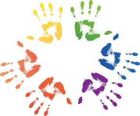 Colored hands print