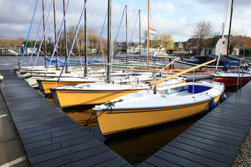 Fototapeta na wymiar Recreational sailing boats in Netherlands