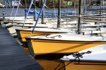 Fototapeta na wymiar Recreational sailing boats in Netherlands