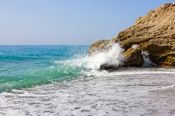Fototapeta na wymiar Beach on Mediterranean sea coast in Nerja