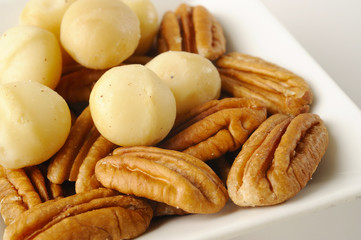 macadamia and pecan on white plate