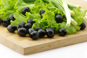 Black olives and greens